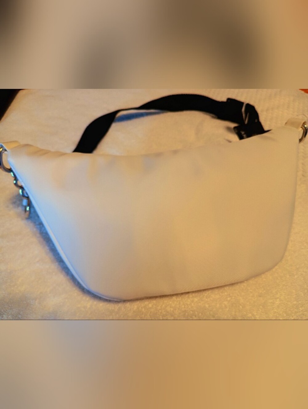 DKNY Optic White Crossbody Pouch with Silver Logo - Picture 3 of 5